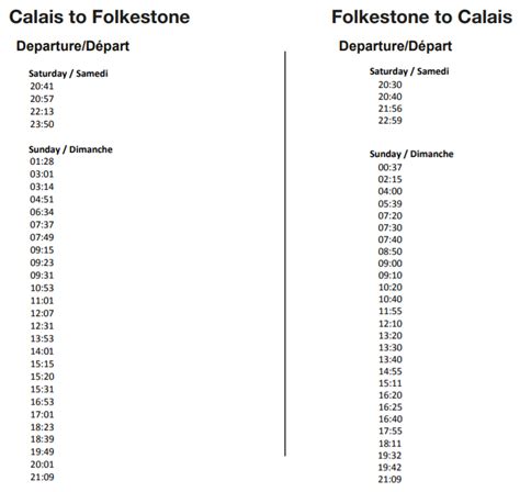 euro tunnel time table.